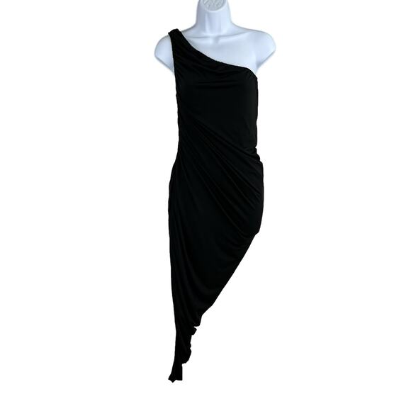 Steve Madden Ayana Black Asymmetric One Shoulder Midi/Mini Dress Large NWT - Picture 3 of 16